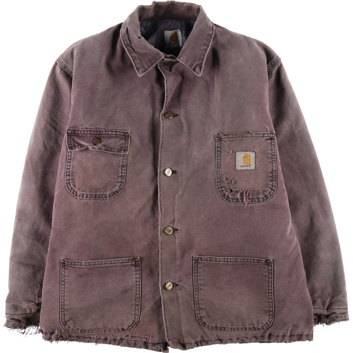 Carhartt Michigan Chore Coat Duck Coverall Men's L size unclear Purple type red-purple Vintage Second Hand