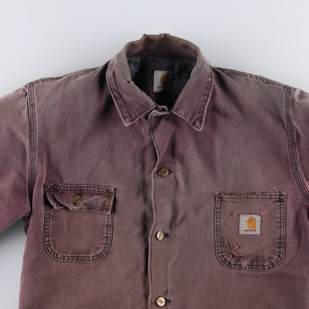Carhartt Michigan Chore Coat Duck Coverall Men's L size unclear Purple type red-purple Vintage Second Hand