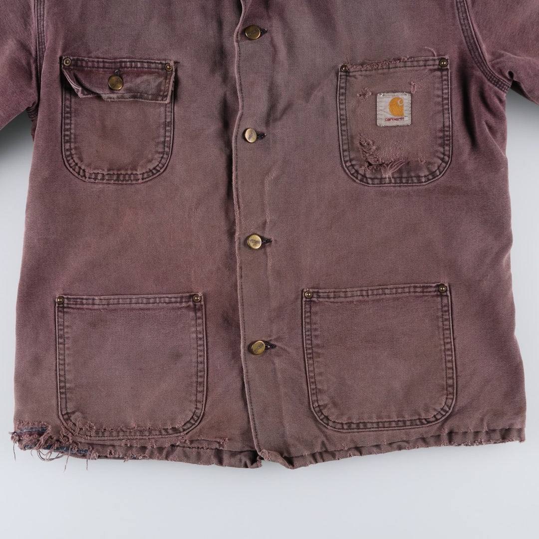Carhartt Michigan Chore Coat Duck Coverall Men's L size unclear Purple type red-purple Vintage Second Hand