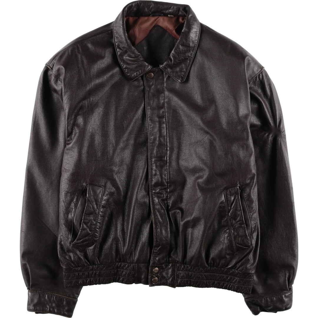 ROUNDTREE and YORKE Padded Leather Blouson, Men's Size L genuine leather brown type Vintage Second Hand