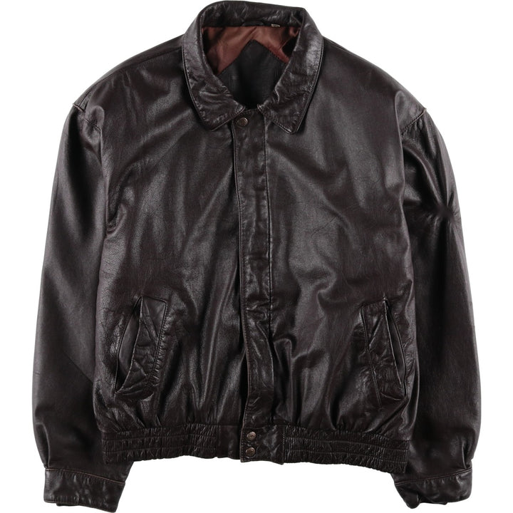 ROUNDTREE and YORKE Padded Leather Blouson, Men's Size L genuine leather brown type Vintage Second Hand