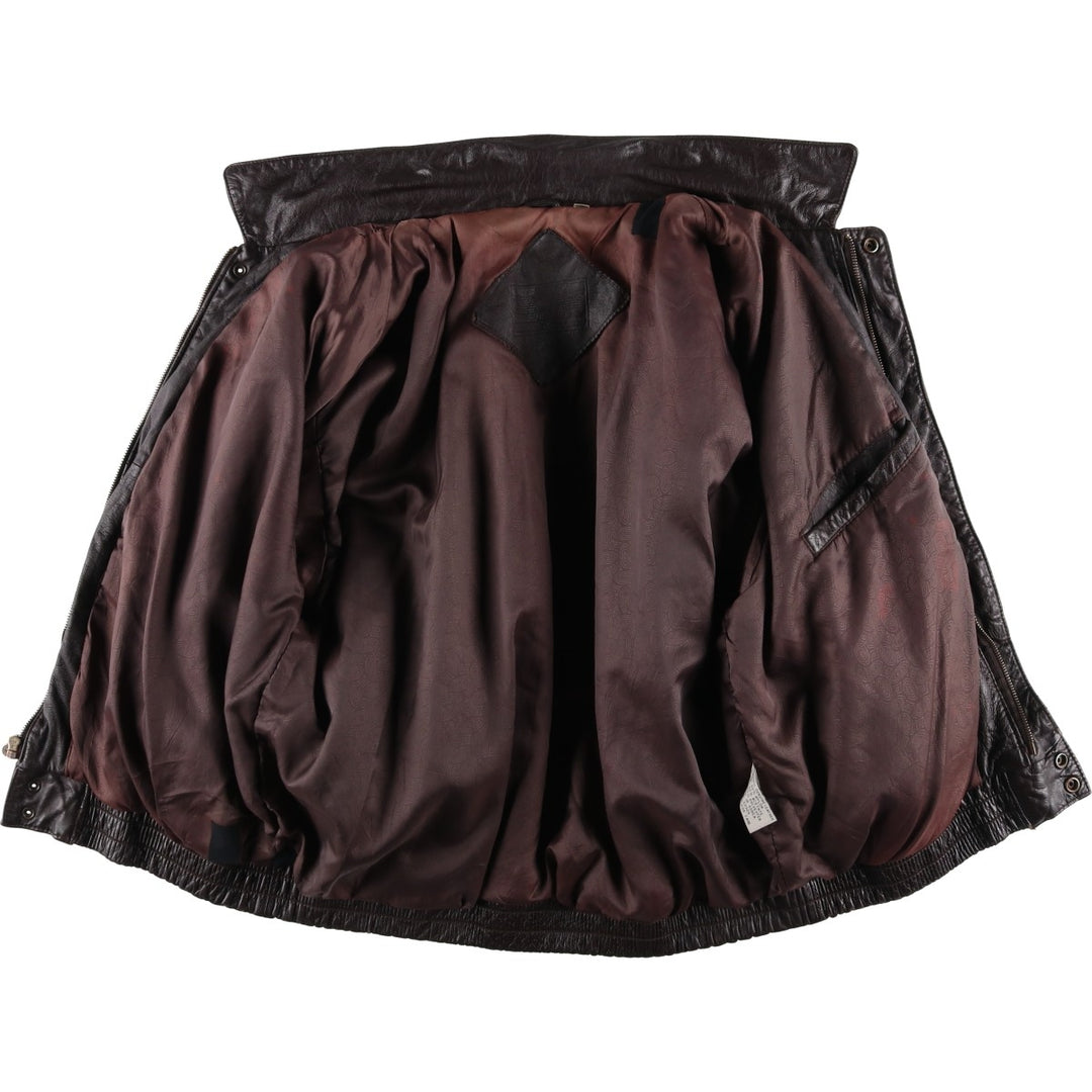 ROUNDTREE and YORKE Padded Leather Blouson, Men's Size L genuine leather brown type Vintage Second Hand