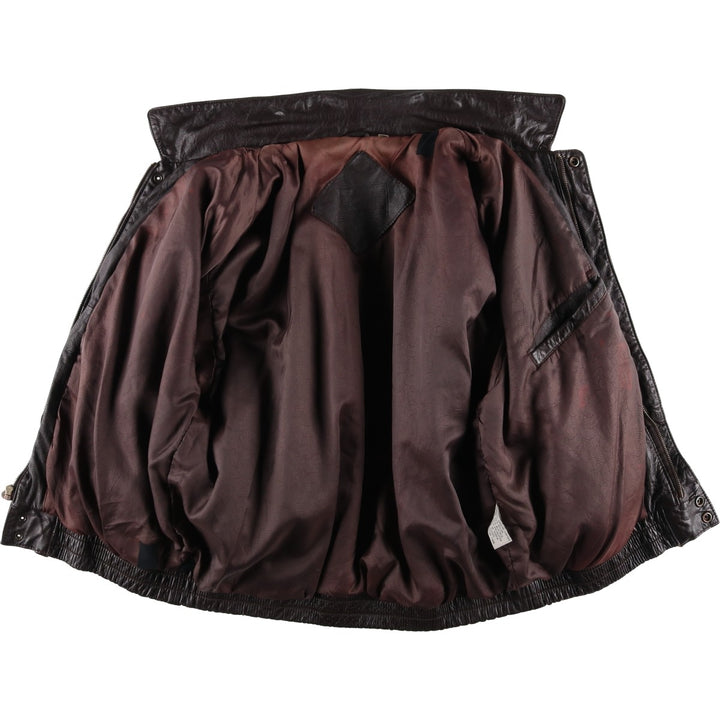 ROUNDTREE and YORKE Padded Leather Blouson, Men's Size L genuine leather brown type Vintage Second Hand