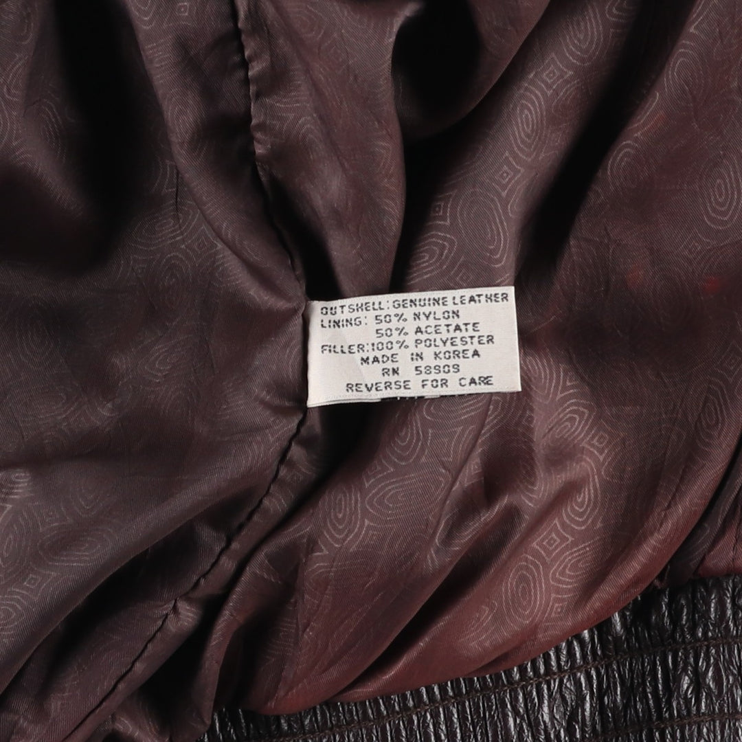 ROUNDTREE and YORKE Padded Leather Blouson, Men's Size L genuine leather brown type Vintage Second Hand