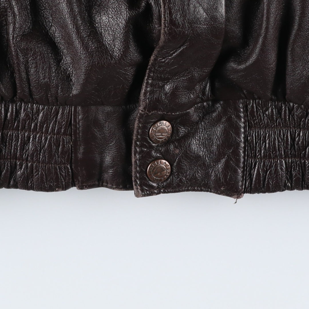 ROUNDTREE and YORKE Padded Leather Blouson, Men's Size L genuine leather brown type Vintage Second Hand