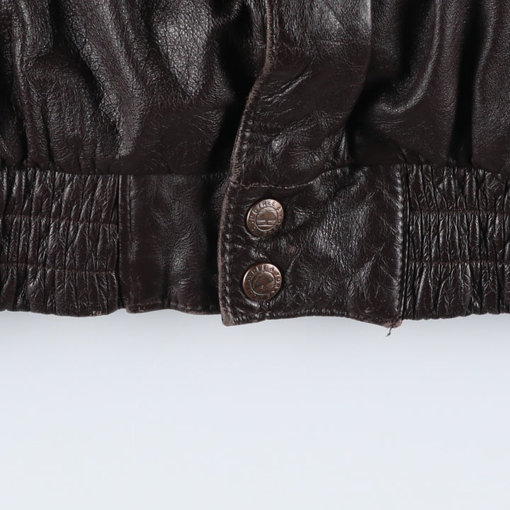 ROUNDTREE and YORKE Padded Leather Blouson, Men's Size L genuine leather brown type Vintage Second Hand