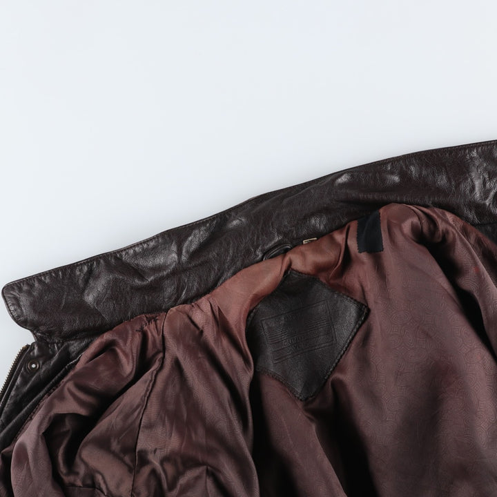 ROUNDTREE and YORKE Padded Leather Blouson, Men's Size L genuine leather brown type Vintage Second Hand