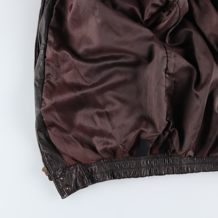 ROUNDTREE and YORKE Padded Leather Blouson, Men's Size L genuine leather brown type Vintage Second Hand