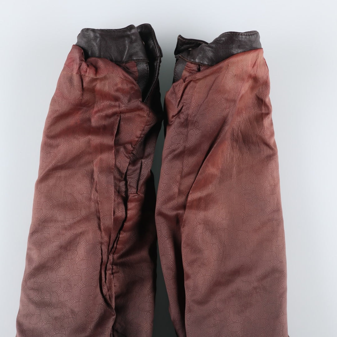 ROUNDTREE and YORKE Padded Leather Blouson, Men's Size L genuine leather brown type Vintage Second Hand
