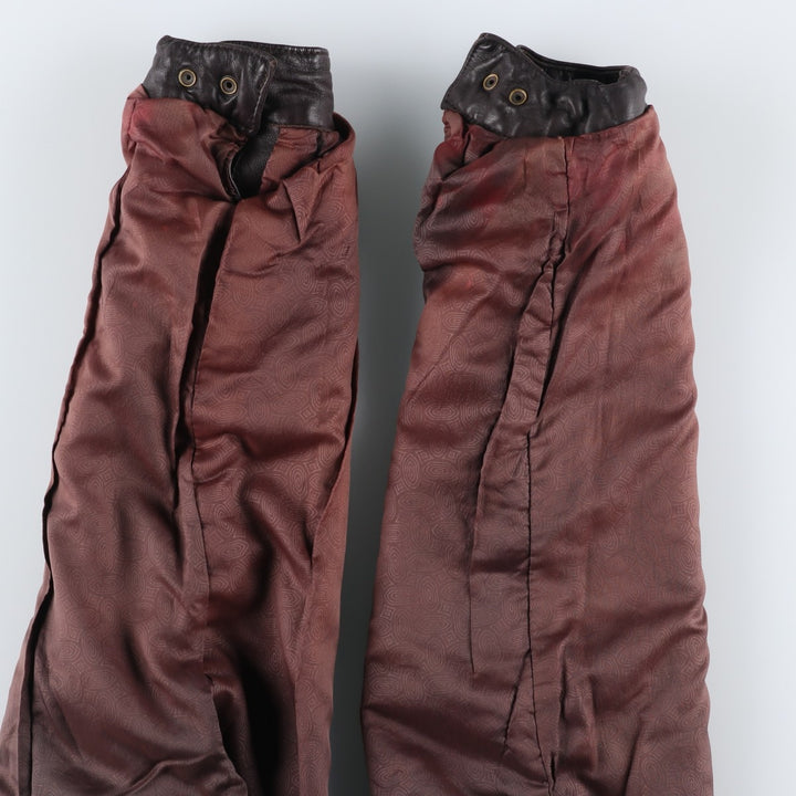 ROUNDTREE and YORKE Padded Leather Blouson, Men's Size L genuine leather brown type Vintage Second Hand