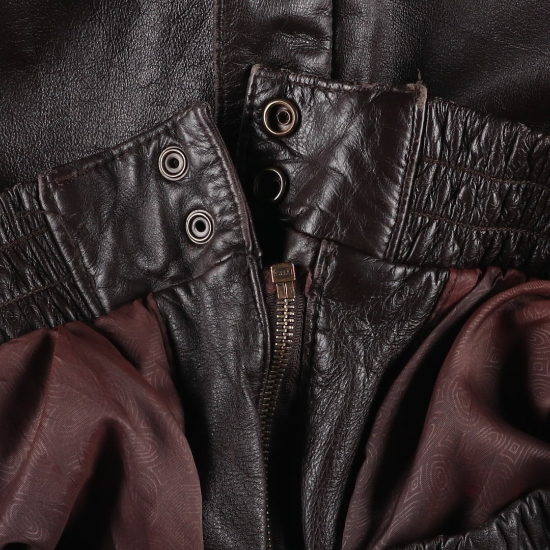 ROUNDTREE and YORKE Padded Leather Blouson, Men's Size L genuine leather brown type Vintage Second Hand