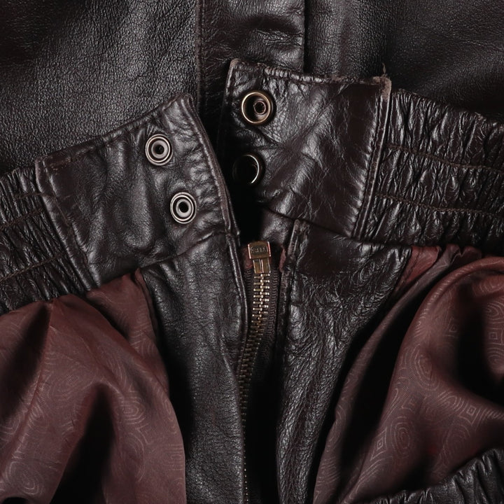 ROUNDTREE and YORKE Padded Leather Blouson, Men's Size L genuine leather brown type Vintage Second Hand