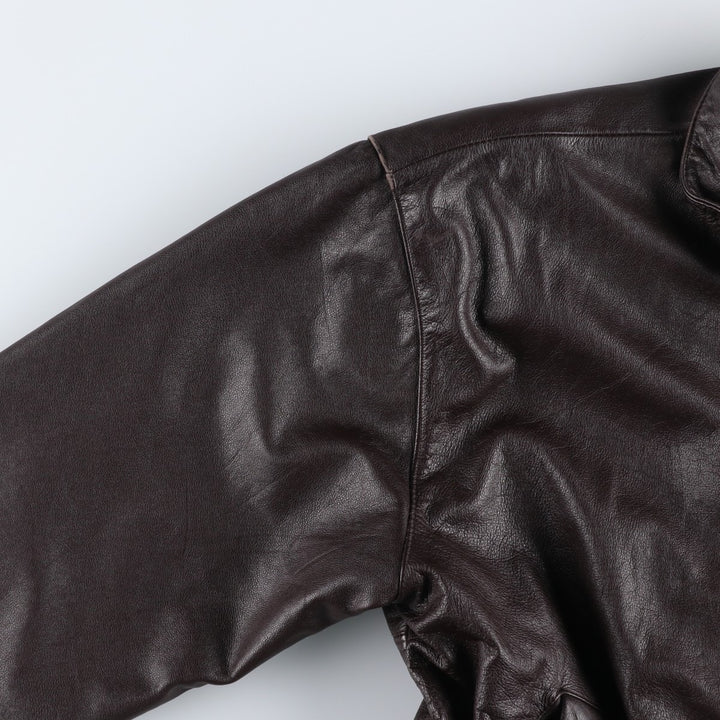 ROUNDTREE and YORKE Padded Leather Blouson, Men's Size L genuine leather brown type Vintage Second Hand