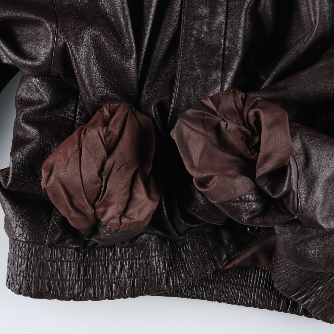 ROUNDTREE and YORKE Padded Leather Blouson, Men's Size L genuine leather brown type Vintage Second Hand