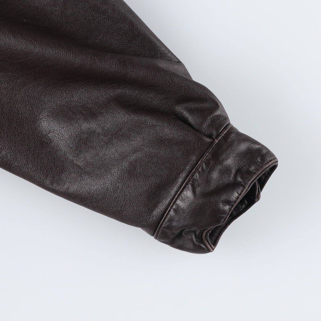 ROUNDTREE and YORKE Padded Leather Blouson, Men's Size L genuine leather brown type Vintage Second Hand