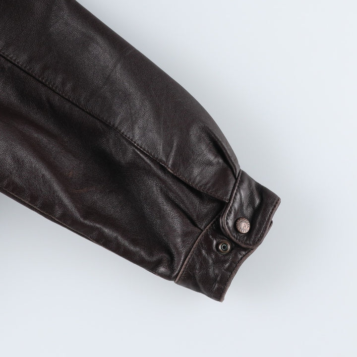 ROUNDTREE and YORKE Padded Leather Blouson, Men's Size L genuine leather brown type Vintage Second Hand