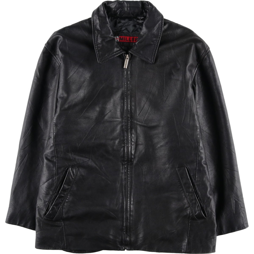 NICOLE MILLER Leather Jacket, Men's Size L genuine leather black type Vintage Second Hand