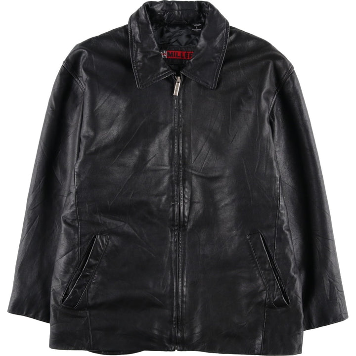 NICOLE MILLER Leather Jacket, Men's Size L genuine leather black type Vintage Second Hand