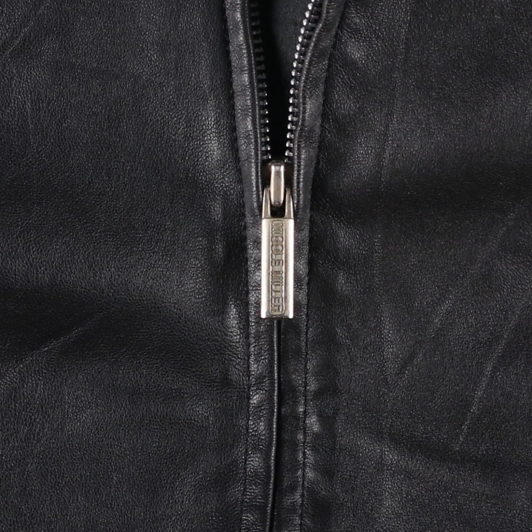 NICOLE MILLER Leather Jacket, Men's Size L genuine leather black type Vintage Second Hand