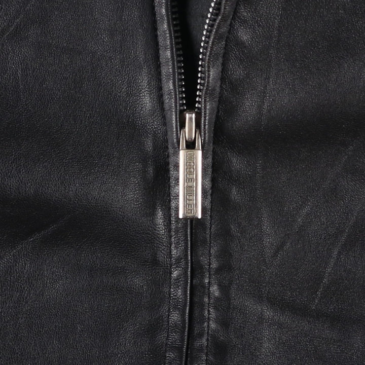 NICOLE MILLER Leather Jacket, Men's Size L genuine leather black type Vintage Second Hand