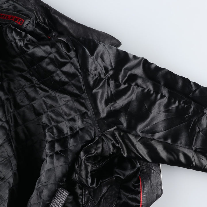 NICOLE MILLER Leather Jacket, Men's Size L genuine leather black type Vintage Second Hand