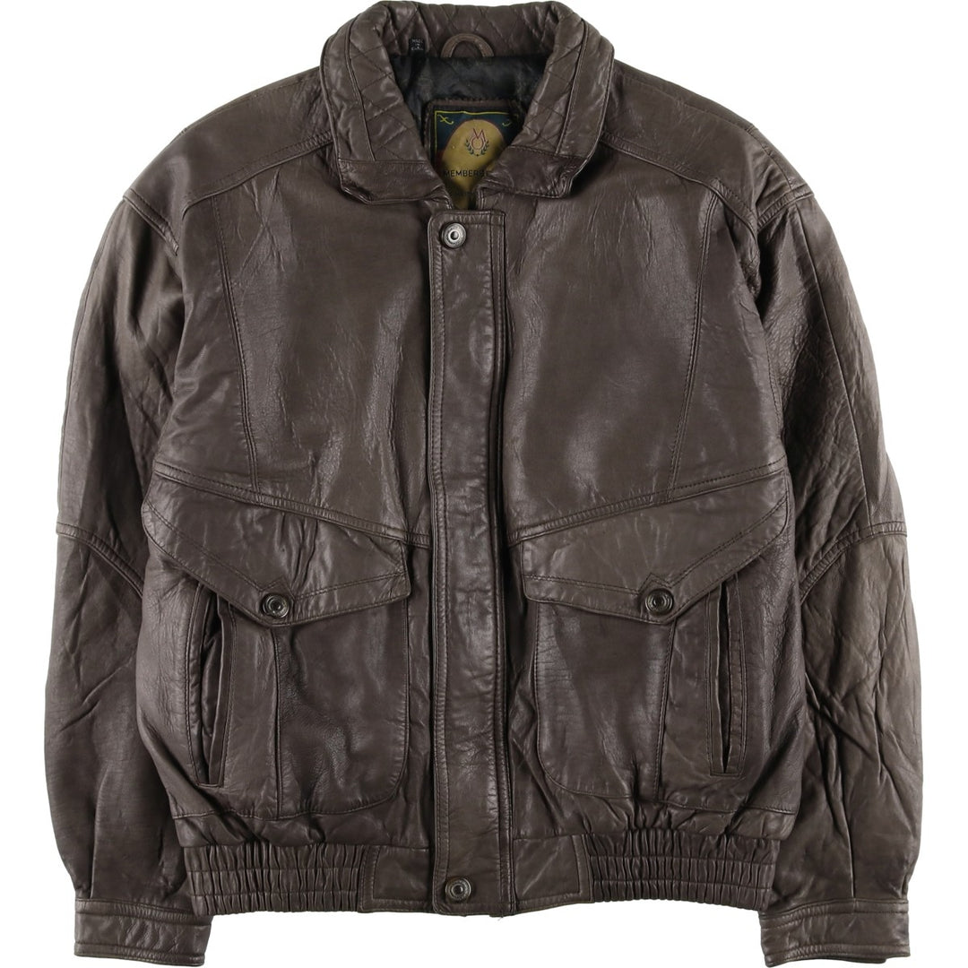 MEMBERS ONLY Padded Leather Blouson, Men's Size M genuine leather brown type Vintage Second Hand