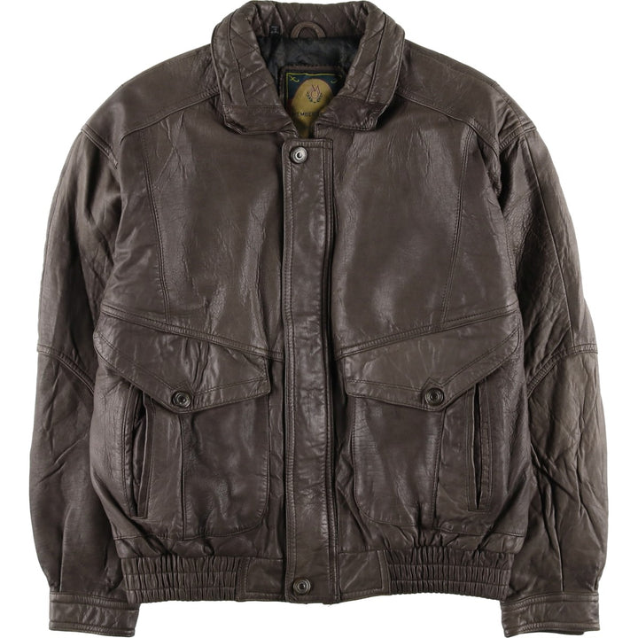 MEMBERS ONLY Padded Leather Blouson, Men's Size M genuine leather brown type Vintage Second Hand