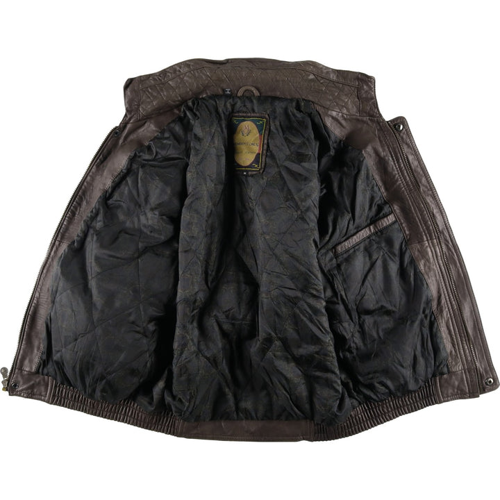 MEMBERS ONLY Padded Leather Blouson, Men's Size M genuine leather brown type Vintage Second Hand