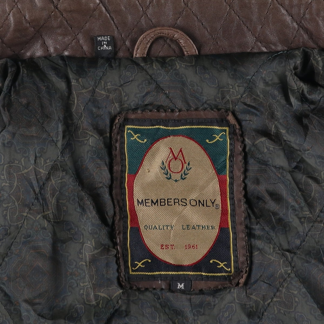 MEMBERS ONLY Padded Leather Blouson, Men's Size M genuine leather brown type Vintage Second Hand
