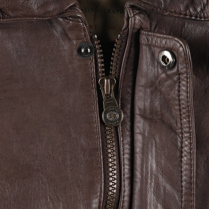 MEMBERS ONLY Padded Leather Blouson, Men's Size M genuine leather brown type Vintage Second Hand