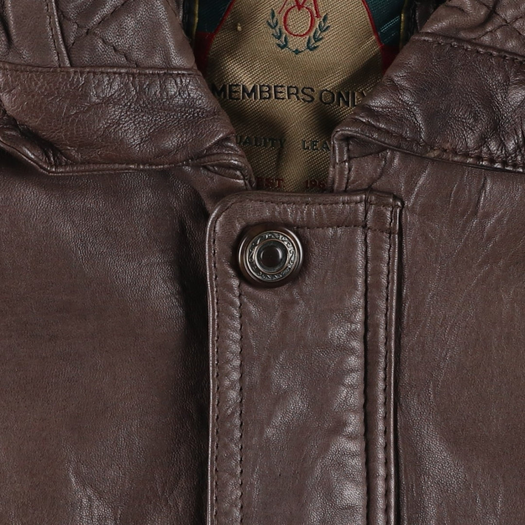 MEMBERS ONLY Padded Leather Blouson, Men's Size M genuine leather brown type Vintage Second Hand