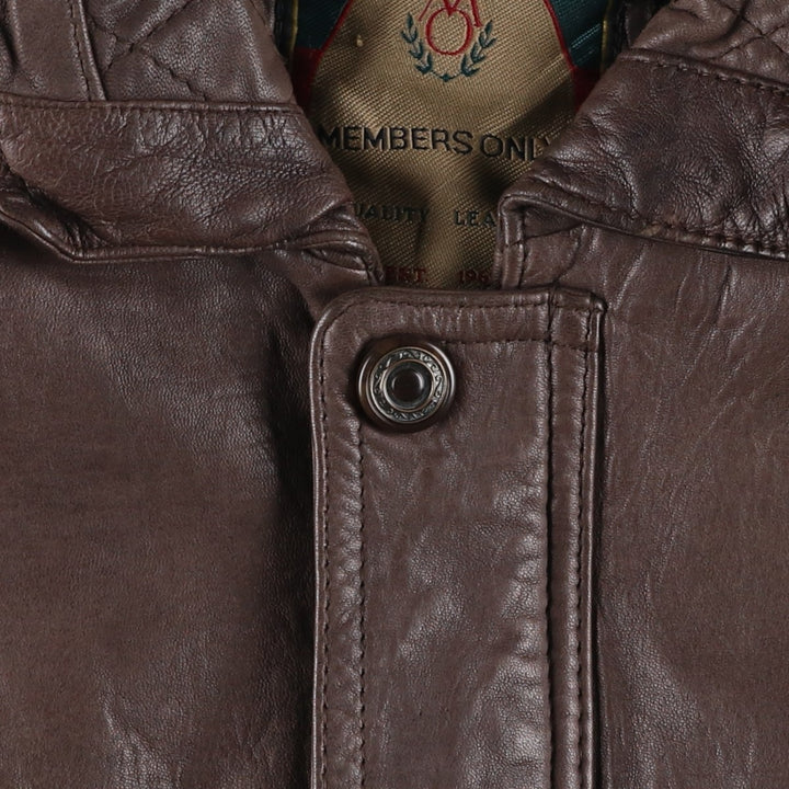 MEMBERS ONLY Padded Leather Blouson, Men's Size M genuine leather brown type Vintage Second Hand