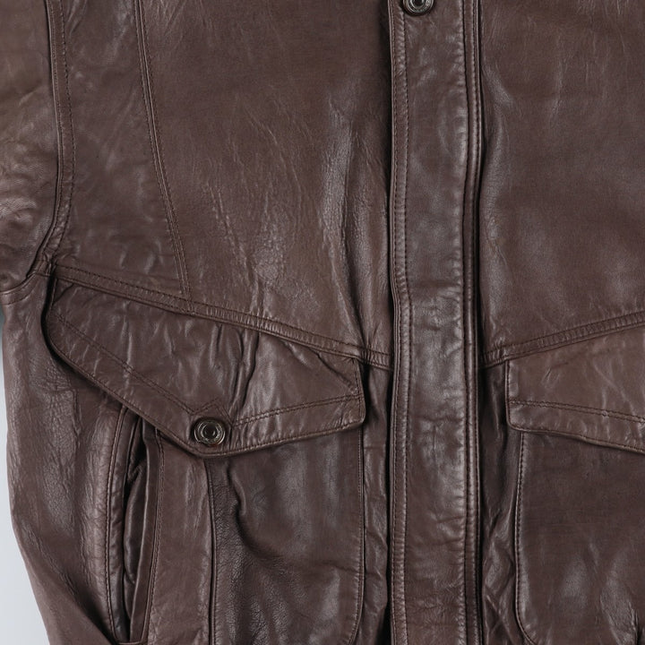 MEMBERS ONLY Padded Leather Blouson, Men's Size M genuine leather brown type Vintage Second Hand