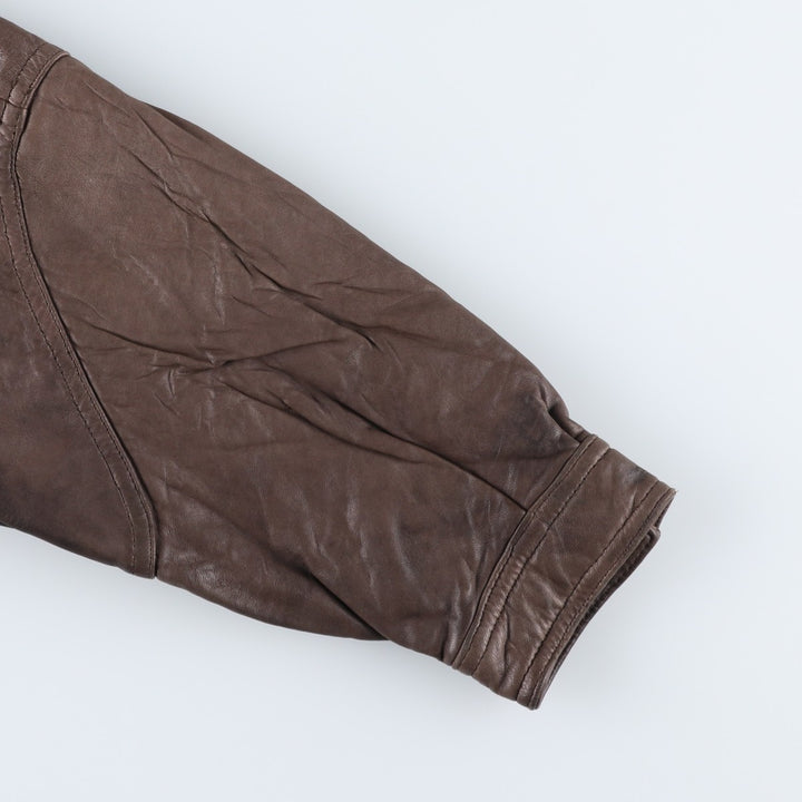 MEMBERS ONLY Padded Leather Blouson, Men's Size M genuine leather brown type Vintage Second Hand