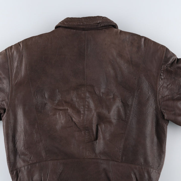 MEMBERS ONLY Padded Leather Blouson, Men's Size M genuine leather brown type Vintage Second Hand