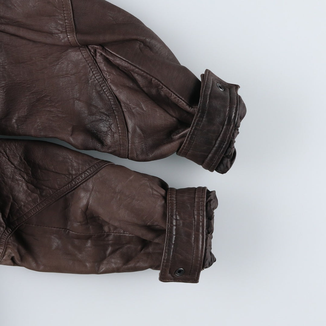 MEMBERS ONLY Padded Leather Blouson, Men's Size M genuine leather brown type Vintage Second Hand