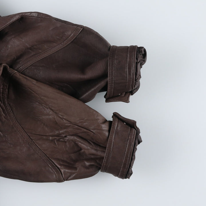 MEMBERS ONLY Padded Leather Blouson, Men's Size M genuine leather brown type Vintage Second Hand