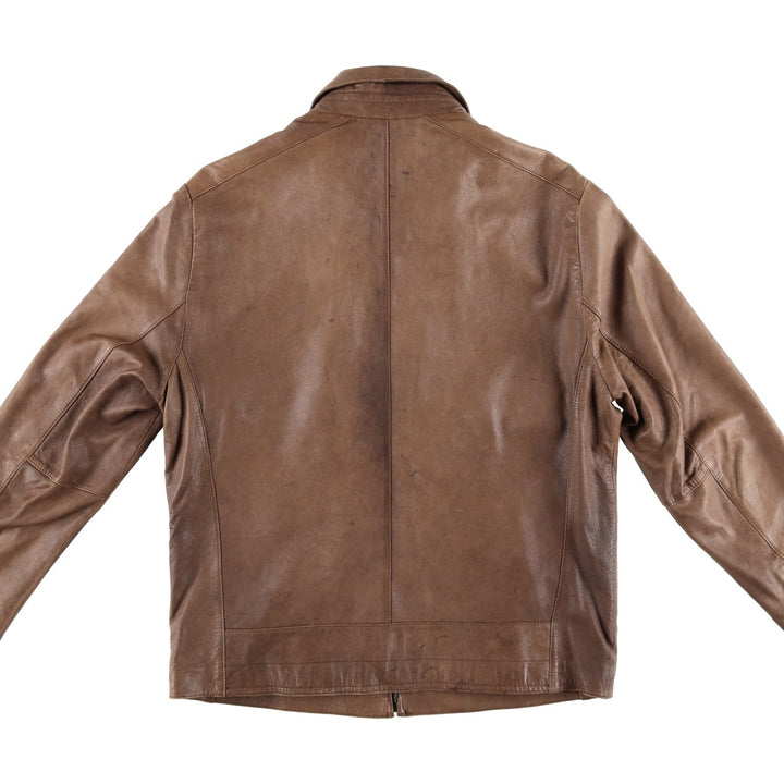 Kenneth Cole Swing Top Leather Blouson, Men's Size M genuine leather beige type brown Vintage Second Hand