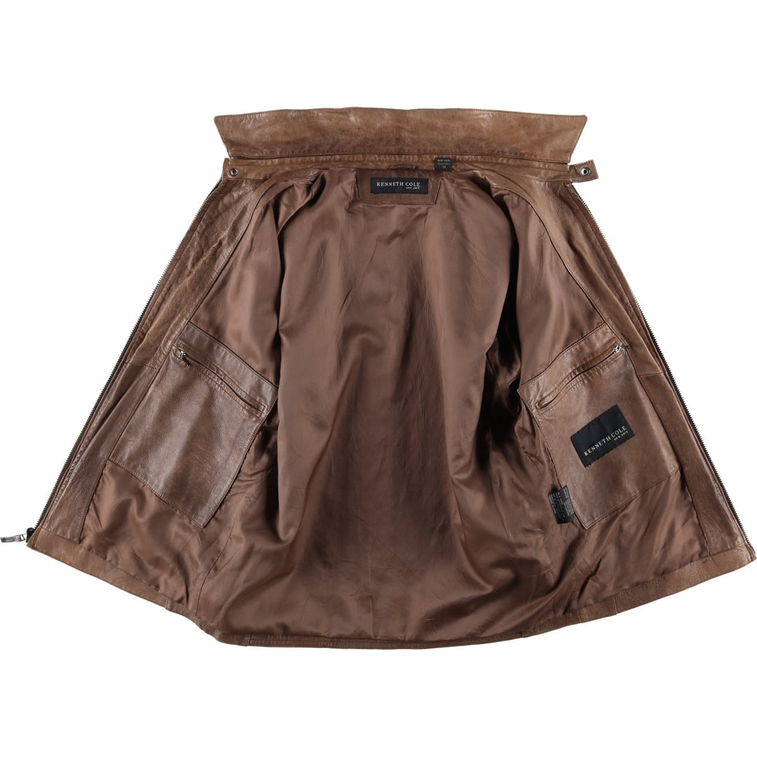 Kenneth Cole Swing Top Leather Blouson, Men's Size M genuine leather beige type brown Vintage Second Hand