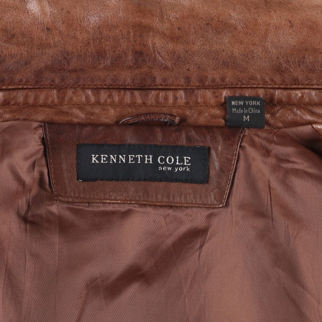 Kenneth Cole Swing Top Leather Blouson, Men's Size M genuine leather beige type brown Vintage Second Hand