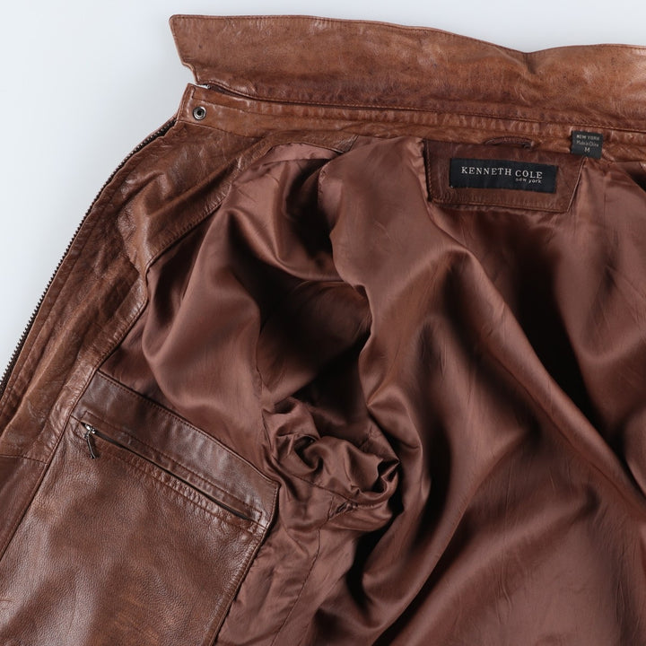 Kenneth Cole Swing Top Leather Blouson, Men's Size M genuine leather beige type brown Vintage Second Hand