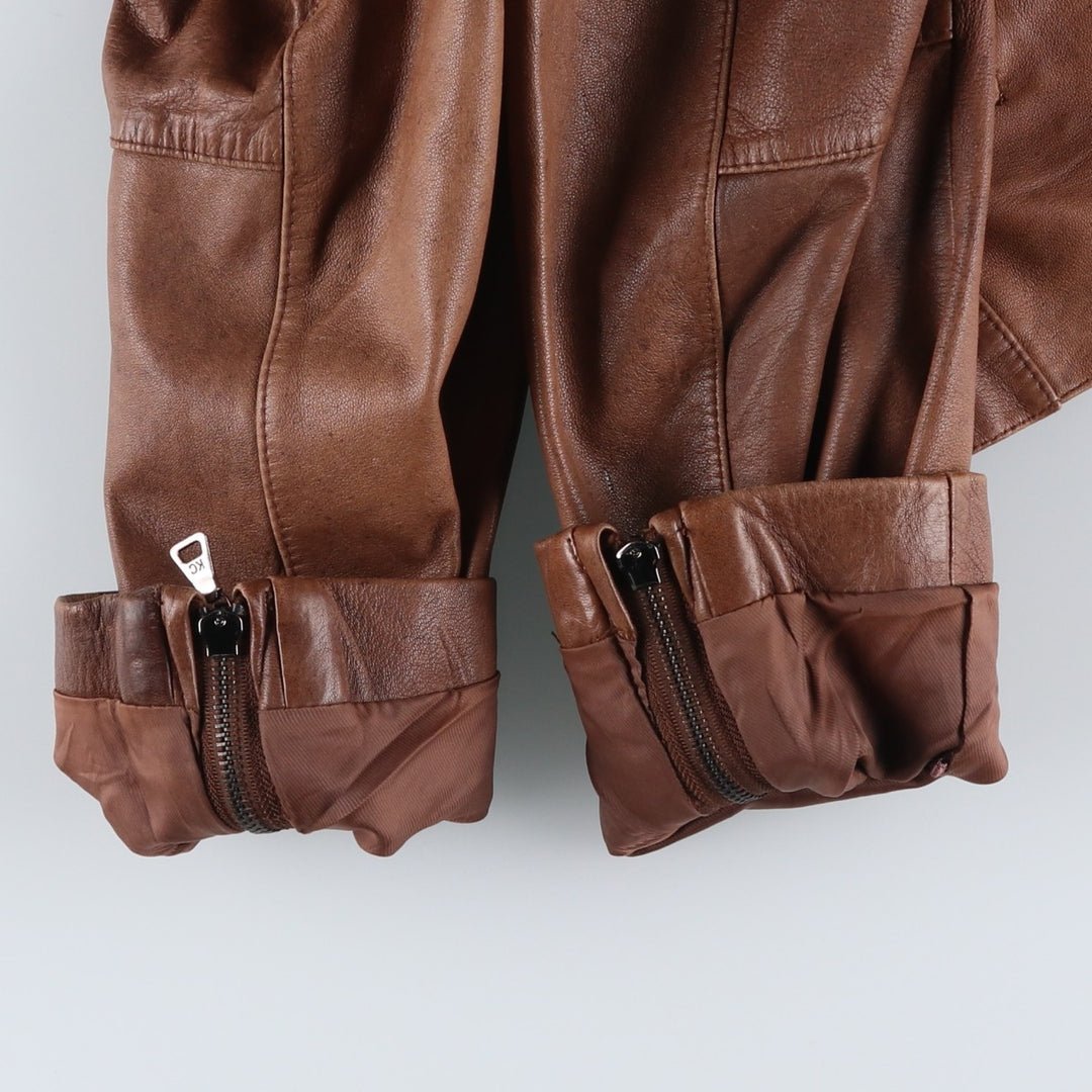 Kenneth Cole Swing Top Leather Blouson, Men's Size M genuine leather beige type brown Vintage Second Hand