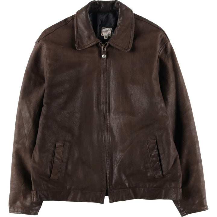 Heavy Swing Top Leather Blouson, Men's Size Medium, Vintage genuine leather brown type Vintage Second Hand