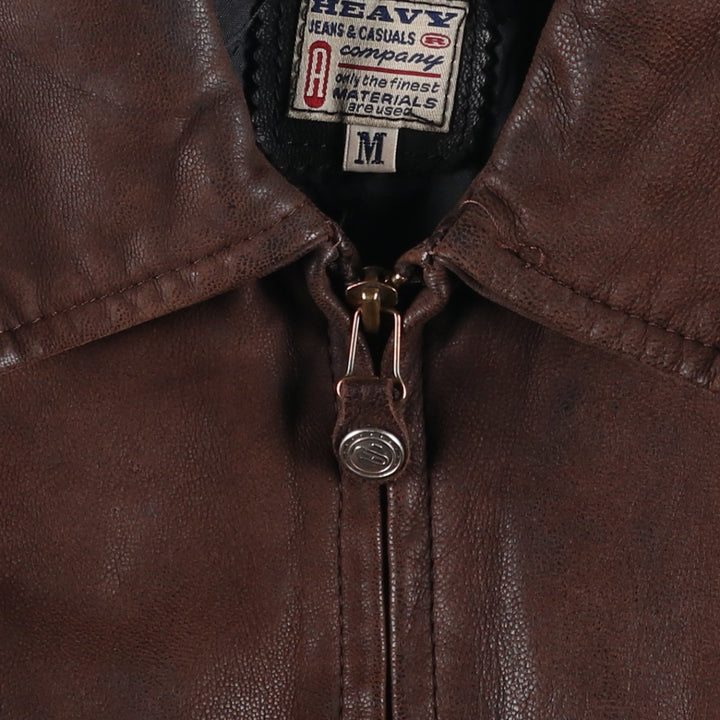 Heavy Swing Top Leather Blouson, Men's Size Medium, Vintage genuine leather brown type Vintage Second Hand