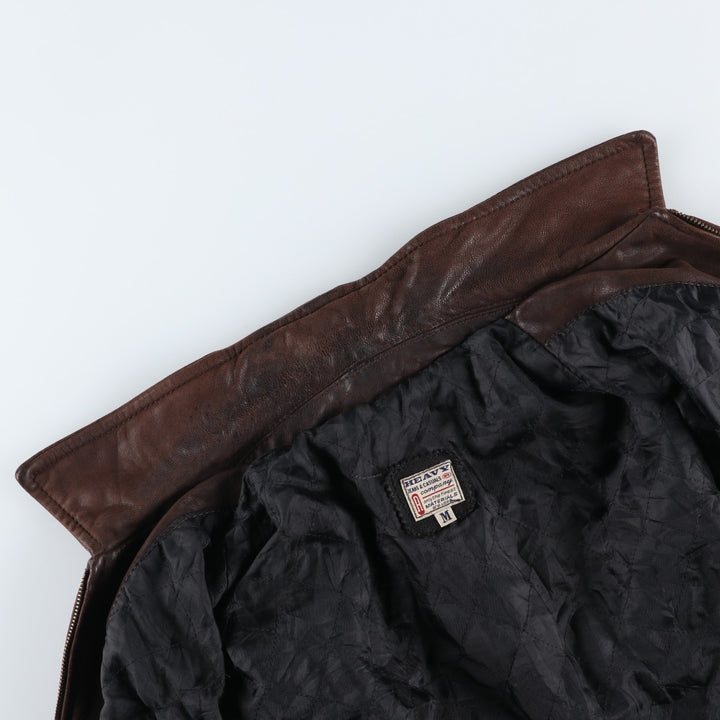 Heavy Swing Top Leather Blouson, Men's Size Medium, Vintage genuine leather brown type Vintage Second Hand