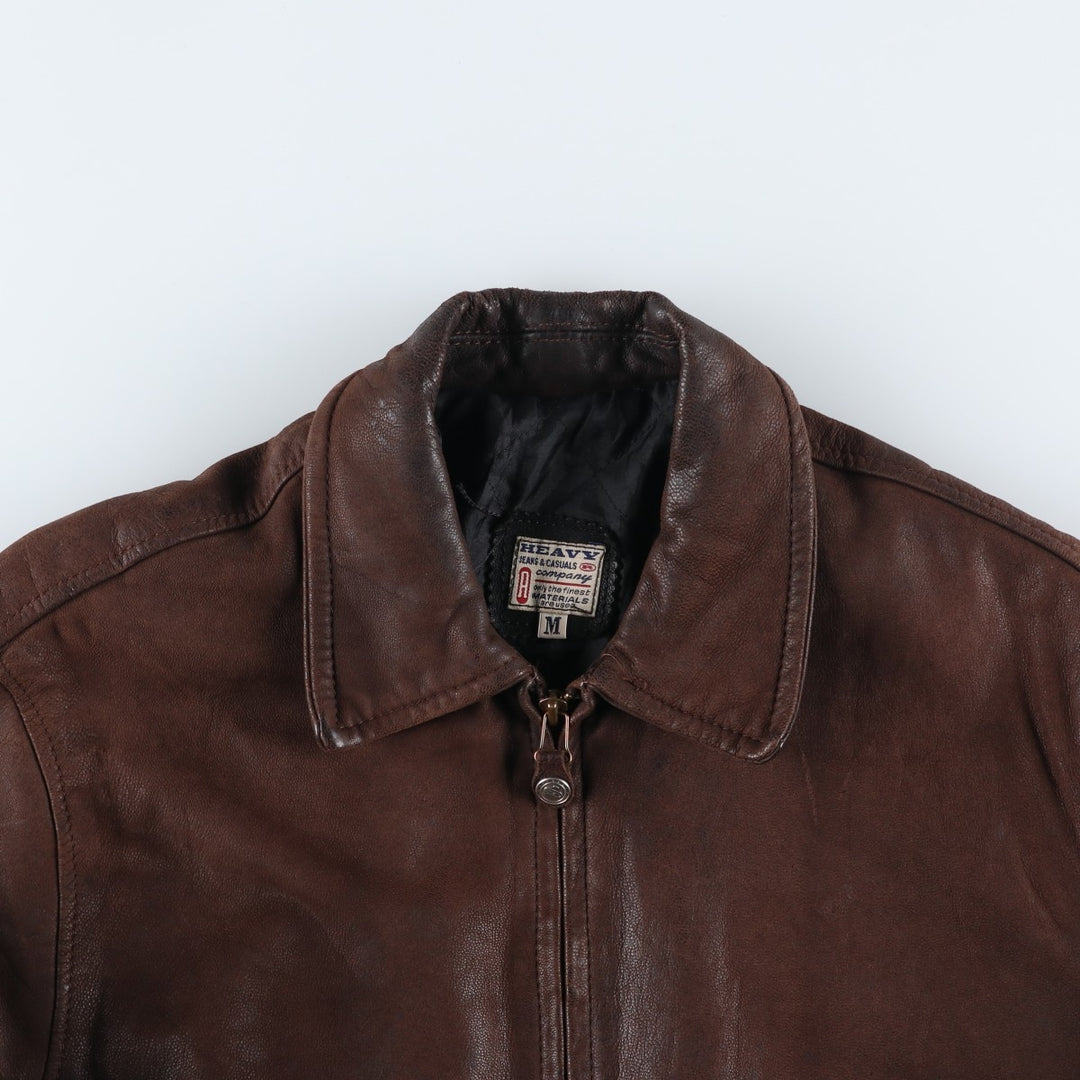 Heavy Swing Top Leather Blouson, Men's Size Medium, Vintage genuine leather brown type Vintage Second Hand