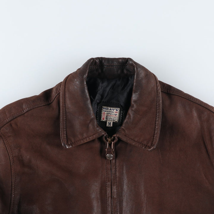 Heavy Swing Top Leather Blouson, Men's Size Medium, Vintage genuine leather brown type Vintage Second Hand