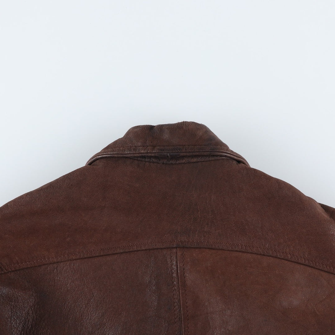 Heavy Swing Top Leather Blouson, Men's Size Medium, Vintage genuine leather brown type Vintage Second Hand