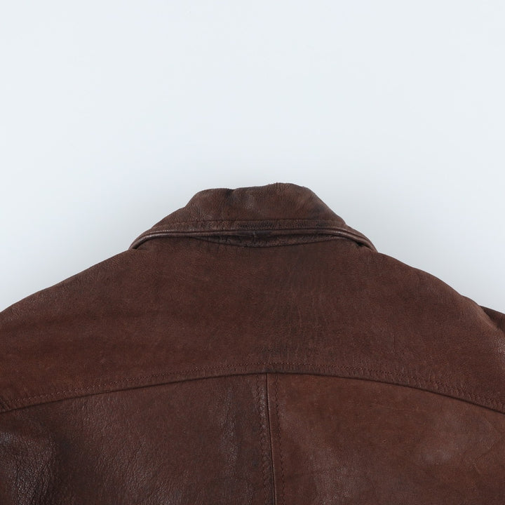 Heavy Swing Top Leather Blouson, Men's Size Medium, Vintage genuine leather brown type Vintage Second Hand