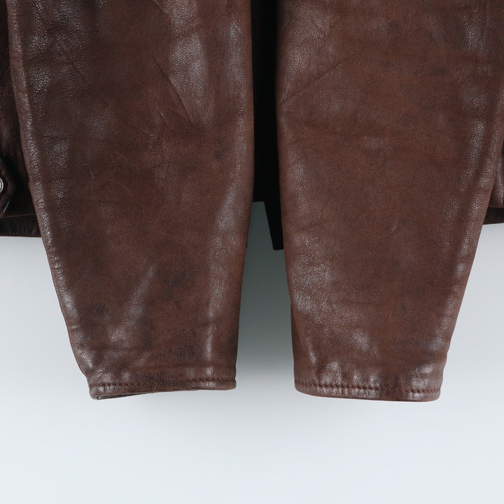 Heavy Swing Top Leather Blouson, Men's Size Medium, Vintage genuine leather brown type Vintage Second Hand